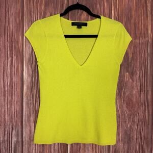 Express Design Studio Pure Cashmere Yellow Sweater Size Medium Short Cap Sleeve